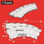Hacker-Model HCT9672DY - H0 - Bogen Segment 2-gleisig, R358/419, 6 mm 60°mit Weiche (1 Stück)